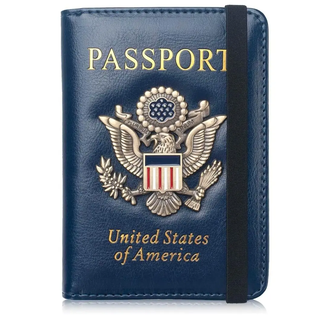 Passport Holder for Men Women RFID Blocking US Passport Cover Case, Waterproof Leather Passport Book Protector with Vaccine Card Slot Travel Document Organizer