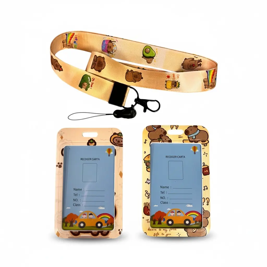 Capybara Student ID Holder – 17.7" Lanyard with Secure Plastic Card Slot – Cute, Durable & Ideal for School, Office, or Daily Use
