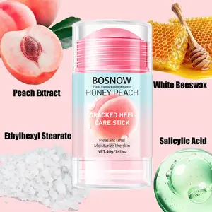 BOSNOW Honey Peach Cracked Heel Care Stick 40g Plant Extract Formula Deeply Nourishes & Repairs Dry Cracked Heels Peach Fragrance Lightweight Fast Absorbing Non-Greasy Softens Hands & Feet in 2 Weeks