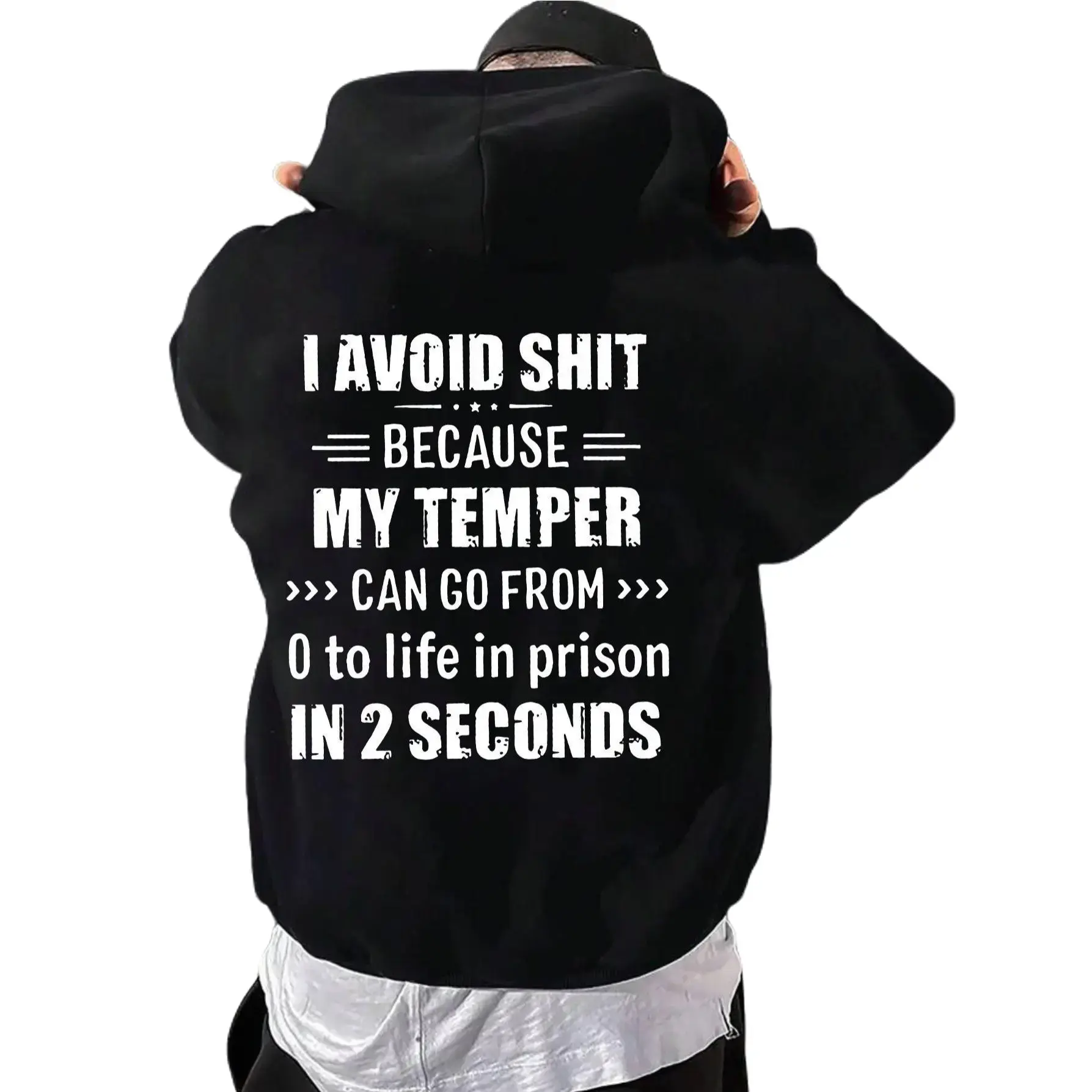 Men's Back Printed Hoodie Tops - Breathable Fabric Long Sleeve Menswear, Comfortable Casual Wear for Everyday Errands, Informal Hang-Outs, Anger Management Discussions
