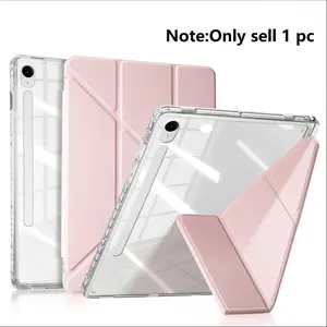 Clear Case for Samsung Galaxy Tab S9 11 S9 FE S10 Lite A11 A9 8.7 inch A11 Plus A9 Plus S10 FE S9 Plus S10 Plus 12.4 Y-shaped Casing with Pencil Holder Cover