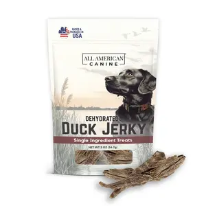 Duck Jerky 2oz, Natural Single Ingredient, Chewy Digestible Low-Fat Dehydrated Meat Dog Treats Made in USA. for Training, Rewarding, Teeth Cleaning
