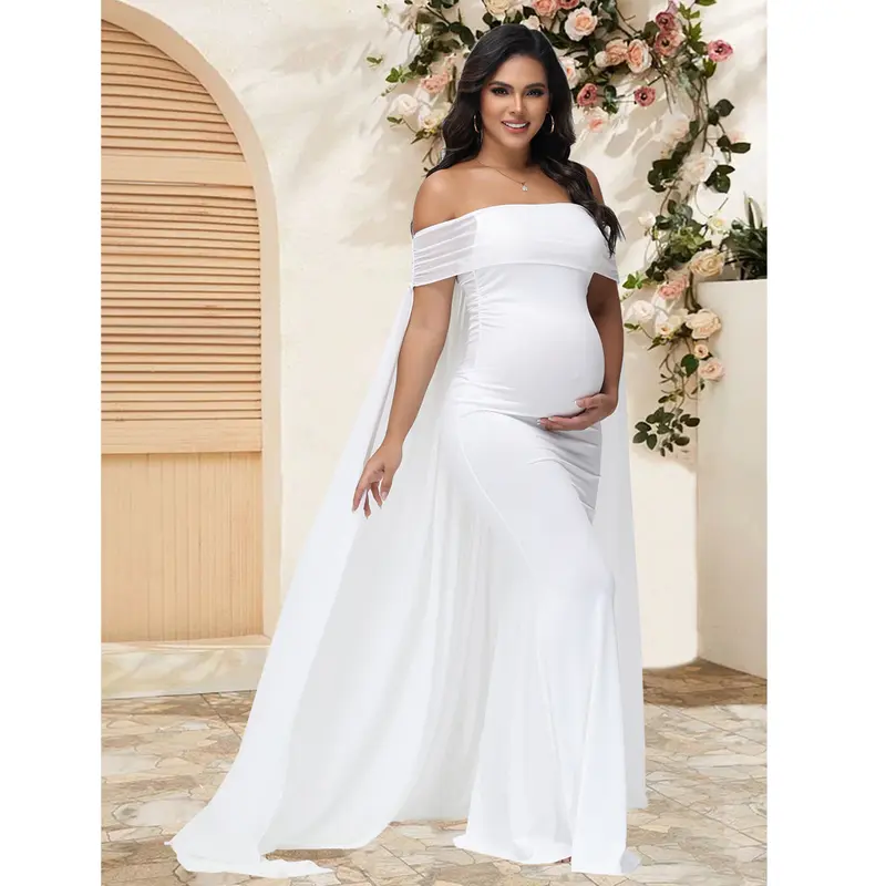 white off shoulder maternity dress - TikTok Shop