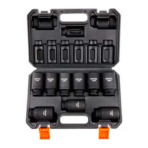 VEVOR 1/2" Drive Impact Socket Set,  9 Piece Deep Socket Set Metric 29-38mm, 6 Point Cr-Mo Alloy Steel for Auto Repair, Easy-to-Read Size Markings, Rugged Construction, Includes Storage Case