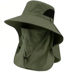Men’s Waterproof Fishing Hat with Quick-Dry Technology – UV Protection, Wide Brim, and Detachable Face and Neck Protection for All Your Outdoor Adventures this Summer!
