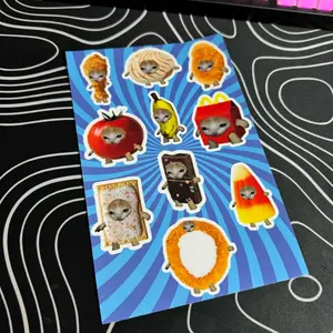 Funny Fruit cat sticker pack 11 different cats! Waterproof Vinyl Decor Decorative Removable