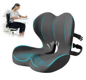 【 Summervibes】Non-Slip Memory Foam Seat Cushion Lumbar Support Pillow for Sciatica & Tailbone Pressure Relief Coccyx Pad for Office Chair, Car,Wheelchair,Home,Office