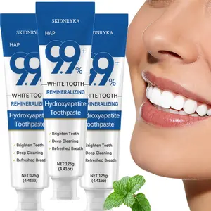 3-pack 9.9% hydroxyapatite toothpaste, cleans and whitens teeth for a brighter smile. Gentle and non-irritating, fresh breath, essential for everyday oral hygiene and health, tooth care, travel size, a gift for family and friends