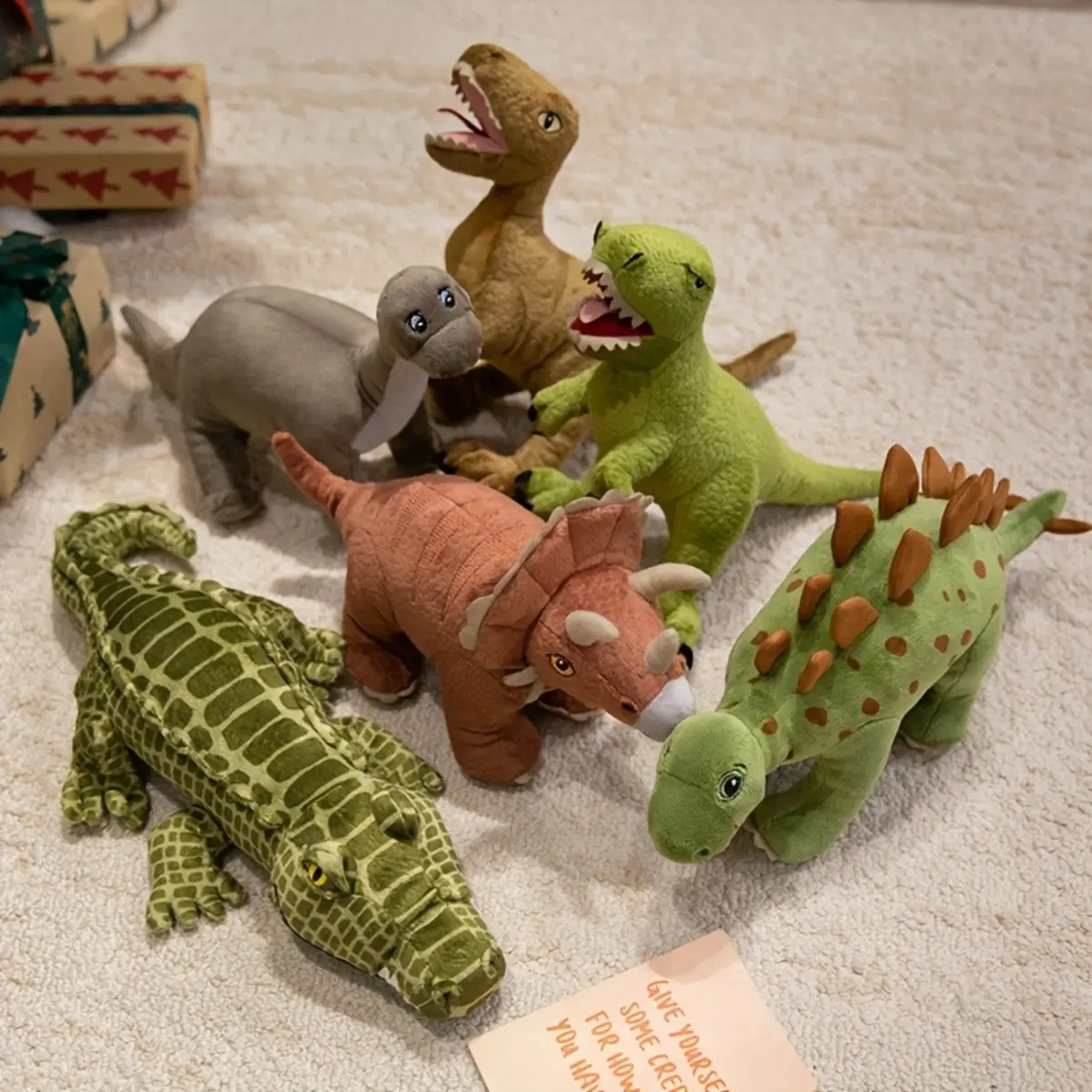 5 Style Simulation Dinosaur Plush Triceratops Plush Tyran rex Plush Brontosauru Plush Toys Tyrannosaurus Cute Stuffed Toy Dolls for Kids Children Boys Birthday Gift