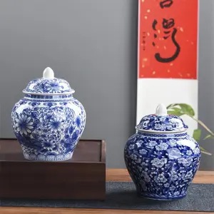 Blue and White General Ceramic Tea Canister, Small and Large Sizes, Half-Pound Capacity, Sealed Canister, Gift Box Packaging, Tea Storage Jar