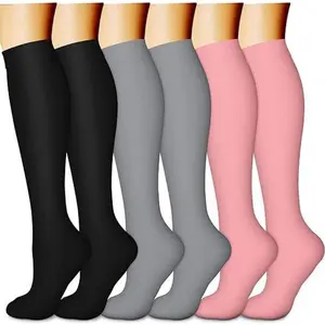 MhzyCaus 6 Pack Compression Socks for Women cosy socks patterned socks stylish compression socks dots socks socks on point Moisture-Wicking Compression Sports Socks Calf-Length Fashion Socks for Daily Wear Comfort