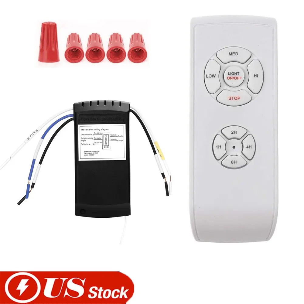 Universal Ceiling Fan Lights and Remote Control Kit - 3-Speed Options, Automatic On/Off Beep Setting, 15M Control Range, Wireless Timing Function, Button-Operated, None Default Additional Accessories