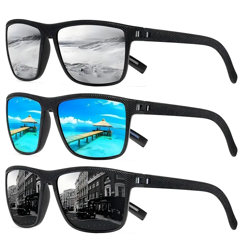3 Pack Polarized Sunglasses for Men & Women, UV Protection Shades, Lightweight Eyewear Ideal for Driving, Fishing & Golf Outdoor Activities