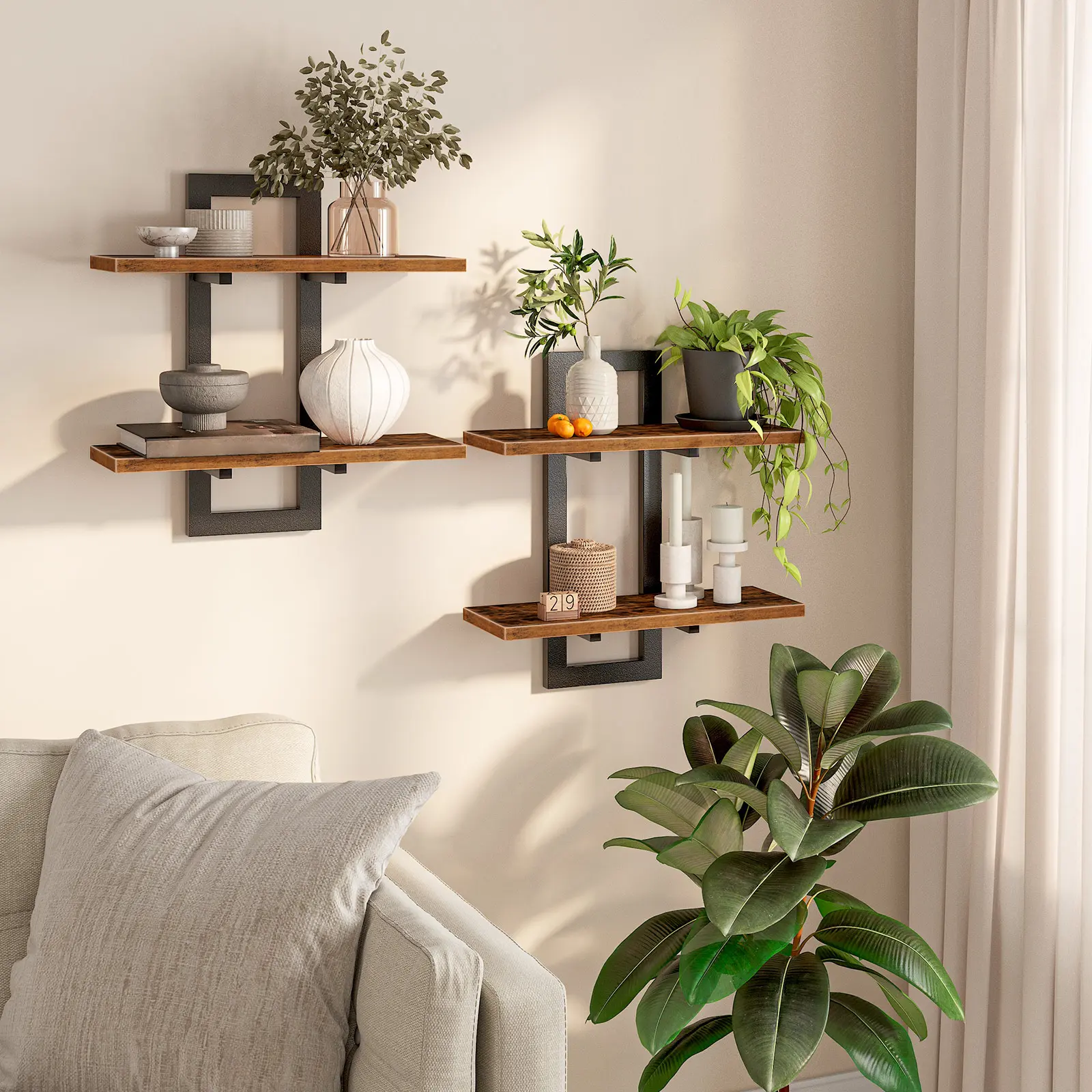 HOOBRO 2-Tier Floating Shelves Set of 2,  15 Inch Wall Shelf, Wall Mounted Storage Shelves, Hanging Bathroom Shelves, for Living Room, Bedroom#springtok #SummerVibes