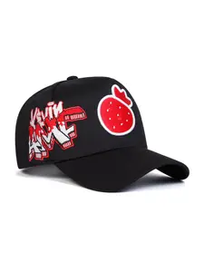 Unisex Strawberry Embroidered Baseball Cap, Snapback Hat, Adjustable Fitted Sun Hat for Spring & Fall, Casual Outdoor Travel Beach Vacation