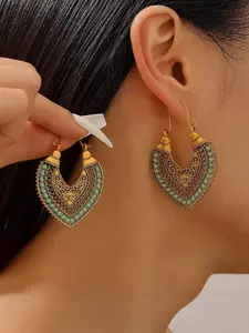 Bohemian Floral Filigree Earrings, Hollow Totem Pendants, Vintage Jewelry for Boho and Tribal, Ethnic Style Accessories