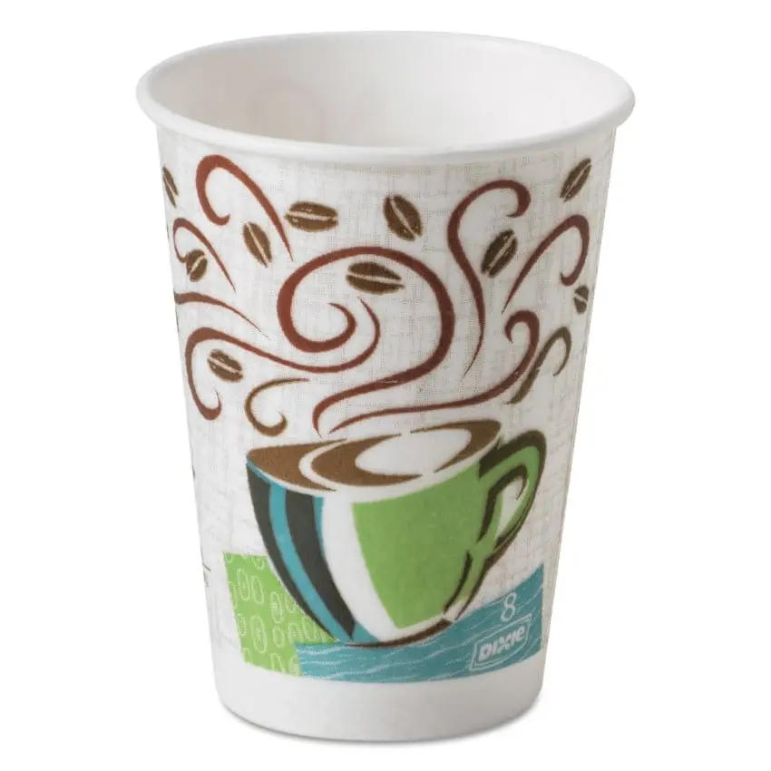 Dixie DXE5338S160CH 8oz Disposable Perfectouch Paper Cups, Coffee Haze Design, Insulated Grip That Keeps Hands Comfortable, Hot/Cold Drink Compatible, Cost-Minimizing Disposable Tableware for Parties & Home