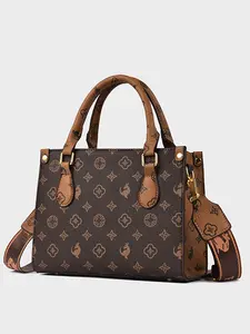 Vintage Letter Print Tote Bag, Casual Shoulder Crossbody Bag, Durable Fabric, PU Leather Bag, Perfect for Daily Use & Gifts, Stylish Women's Handbag
