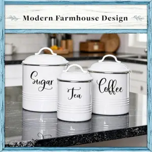 SURE Stylish Food Storage Container Set with Lids, Rustic Vintage Food Storage Jars for Farmhouse Kitchen & Home Decoration, Food Storage Jar