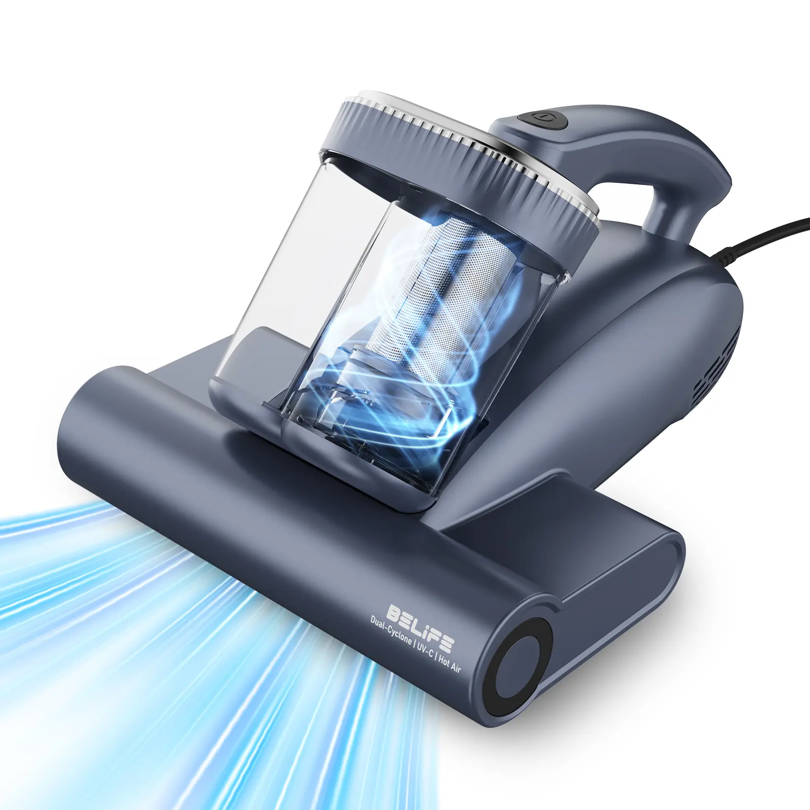 Belife M11 Mattress Vacuum Cleaner, 18Kpa 500W Handheld Bed Vacuum with UV & Hot Air, Dual Cyclone HEPA Filtration High-Frequency Tapping for Deep Cleaning Dust, Pet Hair Sofa Pillows, Corded