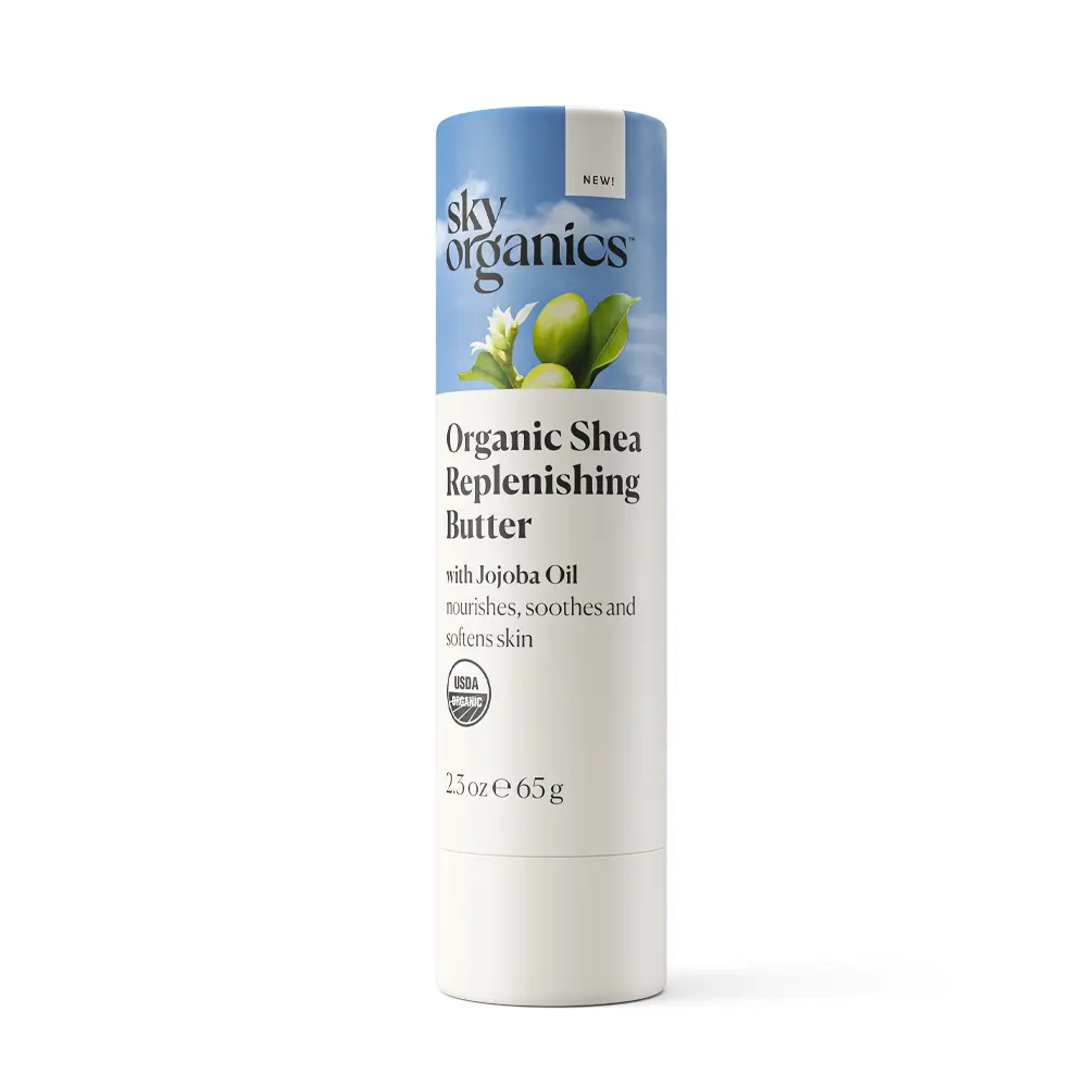 Sky Organics Organic Shea Butter Replenishing Stick with Jojoba Oil & Vitamin E for Moisture Replenishment, Antioxidant Skin Care Support for Softer, Smoother Skin, 2.3 Oz Beeswax Moisturizers Nourishing Soothing