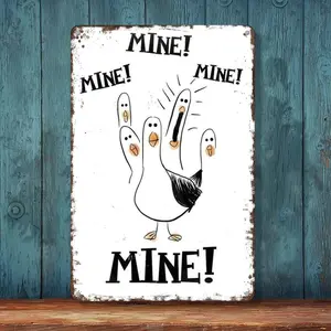 Mine Mine Mine Funny Hand Turkey Metal Sign - 8x12 Inch Retro Aluminum Wall Decor for Thanksgiving, Man Cave, Kids Room - Gift for Family & Humor Fans