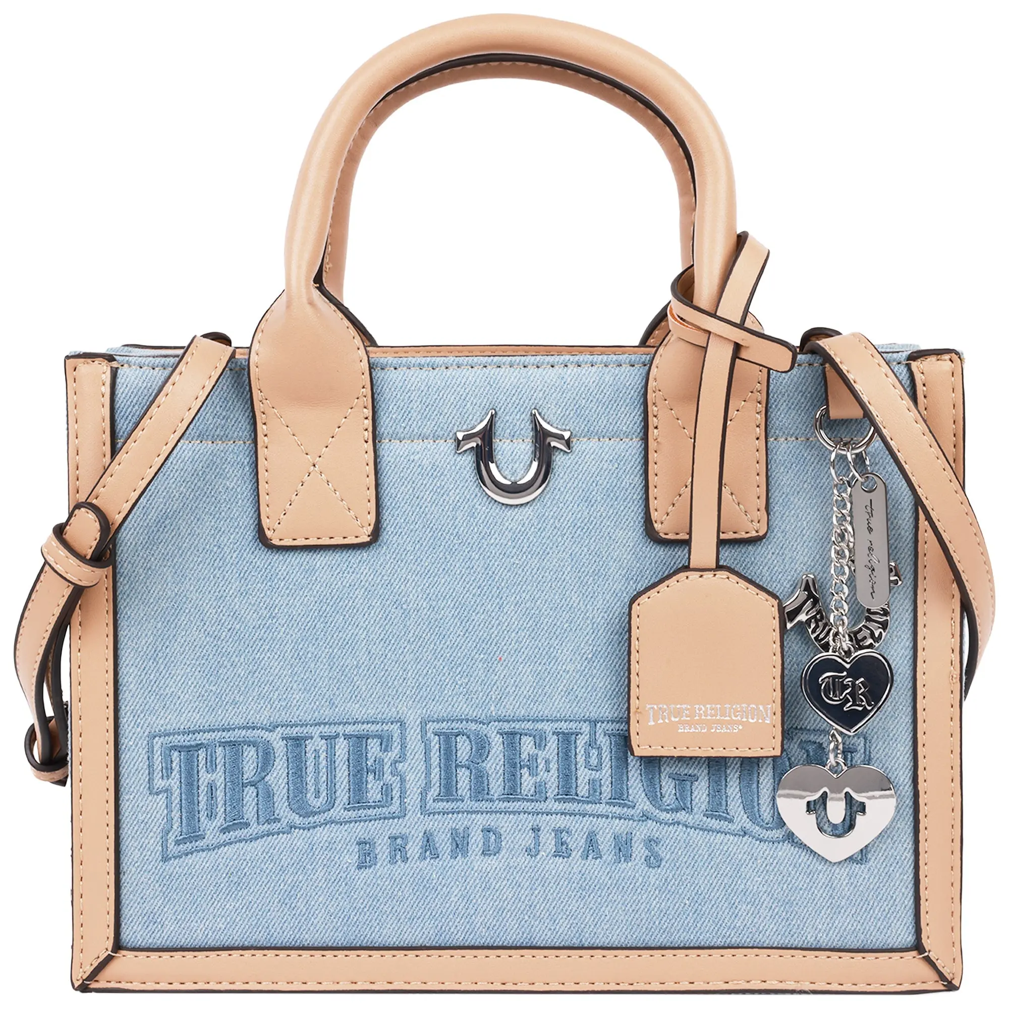 True Religion Bombe Logo Denim Tote with Strap