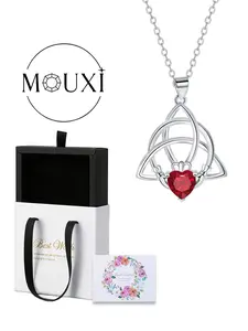 Women Heart Birthstone Pendant Necklace, Anniversary Birthday Mother's Day Gift for Wife Mom, Elegant Jewelry with Gift Box