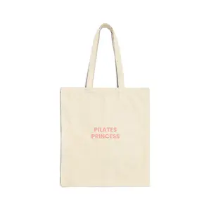 Pilates Princess Tote Bag, Cotton Canvas Reusable Gym Bag, Funny Pilates Lover Gift, Workout Essentials Tote, Eco-Friendly Shopping Bag