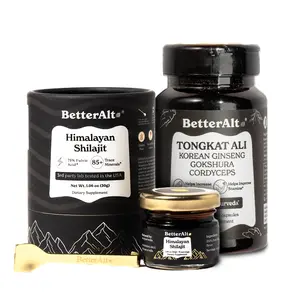 BetterAlt Energy Enhancer Duo | Shilajit Resin + Tongkat Ali Capsules | Himalayan Shilajit, 75% Fulvic Acid | High Absorption 1 Month Starter Pack