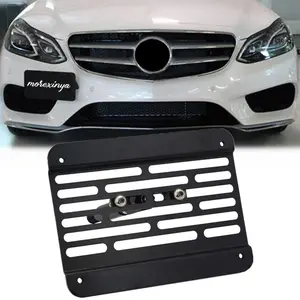Front Bumper Tow Hook License Plate Mount Relocator Bracket fit for W204 W205 C Class W212 W213 E Class C117 CLA W221 S Class W204 GLK X253 GLC W166 GLE R231 SL Stainless Steel No Drill Holder