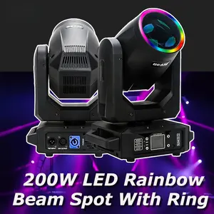 200W LED Moving Head Light With Ring Beam+Spot+18 Rotating Prisms+Rainbow 12 Gobo 8 Color Effect Dj Dmx Stage Light Disco Bar
