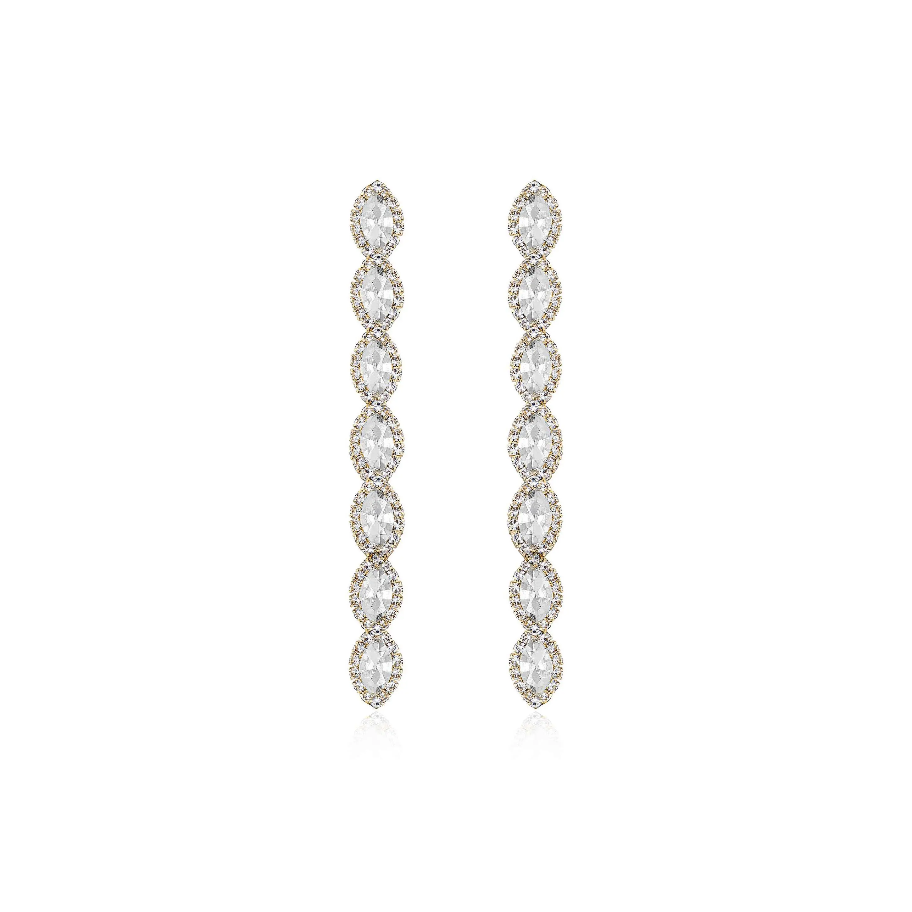 Ettika Crystal Occasion Dangle Earrings - Elegant Design with Multiple Gemstones, Adjustable Chain