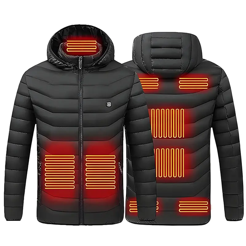 Upgraded 9 Heating Areas Heated Hoodie Jacket with Wide Coverage and 1 Switch Independent Control, 3 Adjustable Temperature Gears for Men Women Outdoor Work, Hiking, Fishing [Power banks are not included and need to be purchased separately.]