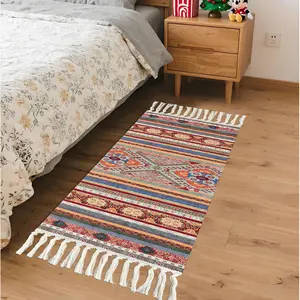 1 Piece Bohemian Polyester Rug - Patchwork Pattern, Soft & Comfortable, Skin-Friendly Mat, Minimalist Home Decor, Suitable for Bedroom, Living Room & More, Multiple Sizes Available