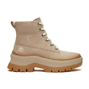 Women's Timberland Roxie Lane Mid Lace Boot Light Beige Canvas (TB0A2R1A ER1)