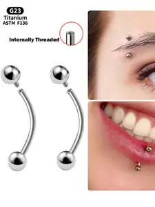 1pc Titanium Eyebrow Piercing, Internally Threaded 16g Curved Barbell, Anti-Rook Stud, Cartilage & Lip Ring Jewelry, All Seasons