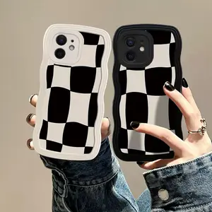 Checkerboard Pattern Phone Case, Shockproof Phone Protective Cover, Phone Accessory Compatible with iPhone 11 12 13 14 15 16 Pro Max Mini X XS Max XR 7 8 Plus