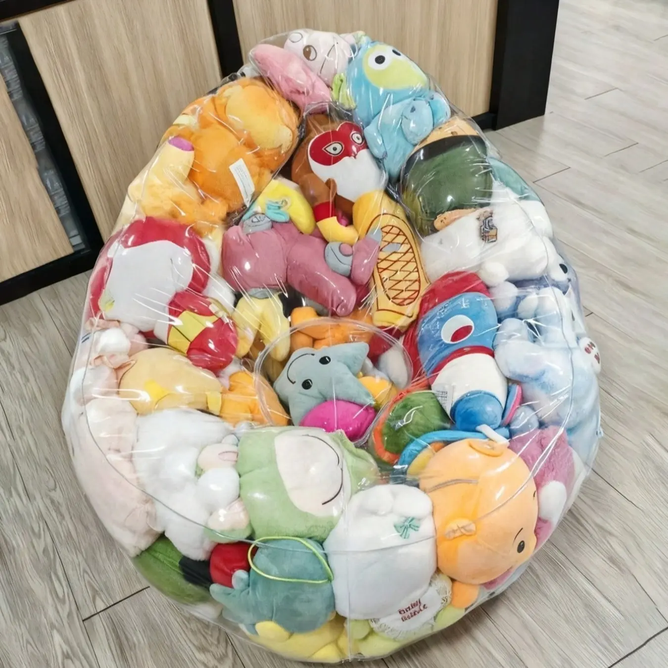 Storage,Large Transparent Cute Doll Storage Bean Bag Chair - Waterproof PVC Zippered Sofa Ottoman Fun Furniture For Stuffed Animal Organization In Kids Room, Nursery,Teddy Storage,Toy Storage ,Nursery,Beanbag,Children(Plush Toys Not Included)