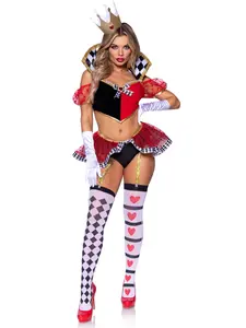 Leg Avenue 87138 01102 Womens Wicked Wonderland Queen Costume, Black & Red - Medium - 3 Piece