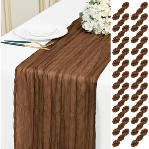 24 Pack Brown Table Runner 10Ft Cheesecloth Table Runner Boho Rustic Gauze Cheese Cloth Table Long Sheer Tables for Wedding Party Birthday Baby Shower