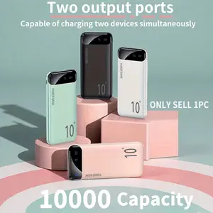 Compact Durable Portable 10000mAh Power Bank, 5V/2.1A Dual USB Output, Type-C & Micro Dual Input, Universal for Travel Commute Camping, Christmas New Year Gift, iOS Android Compatible