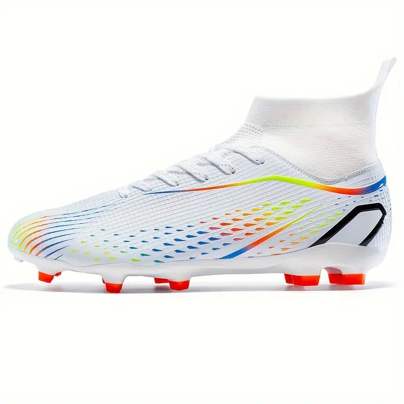 Men's Soccer Cleats FG 2024, Fashionable Grid Pattern, All-Season Outdoor Sports, PU Upper, TPU Sole, EVA Insole, Anti-Slip, Lace-Up Closure