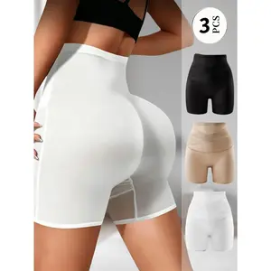 QUASTI 3 Pack High Waist Cross Shaping Leggings, Microfiber Fabric Cross Waist Tummy Control Pants, Slim Fit Hip Lifting Body Shaper Underwear, S-XXL