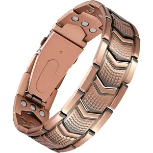 Copper Bracelet for Men 3X Strength, Copper Jewelry with Powerful 3800 Gauss Magnets, Premium Fold-Over Clasp, Jewelry Gifts for Men Wearable