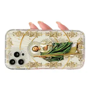 Golden line icon airbag anti-drop phone case suitable for Apple 17 Pro Max iPhone 16 Pro 15 transparent shockproof cover