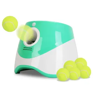 Automatic Dog Ball Launcher with 6 Tennis Balls, 3 Adjustable Launch Distances, Rechargeable Fetch Machine for Small & Medium Dogs, Energy Saving & Safe Protection