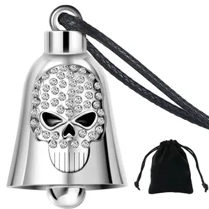 Dream Apparel Crystal Skeleton Hands Motorcycle Bell Guardian Angel for Biker Rider Men Women, Ride Riding Accessories Drive Away Gremlins Road Demon Spirit Bell for Good Luck, Motorcycle Gift Charm