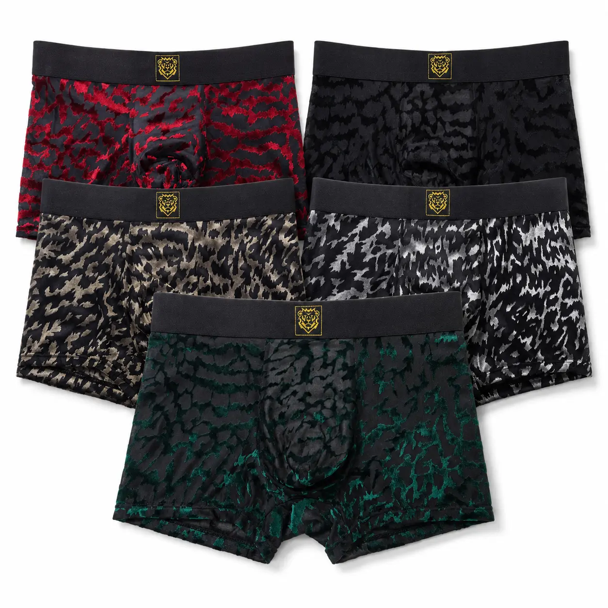 5 Pack Men's Ice Silk Cooling Boxer Briefs, Breathable Mesh Underwear, Moisture Wicking Stretch Trunks, Soft Lightweight Men's Boxer Shorts, Midnight Camo Series