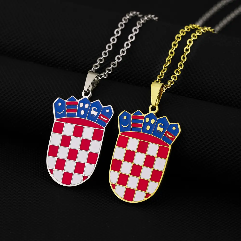 Croatia Emblem Pendant Necklace | 2026 Football Events | Football & Basketball Fan Style | Fashion Jewelry | Couple Style | Gift Selection | Gift For Him or Her